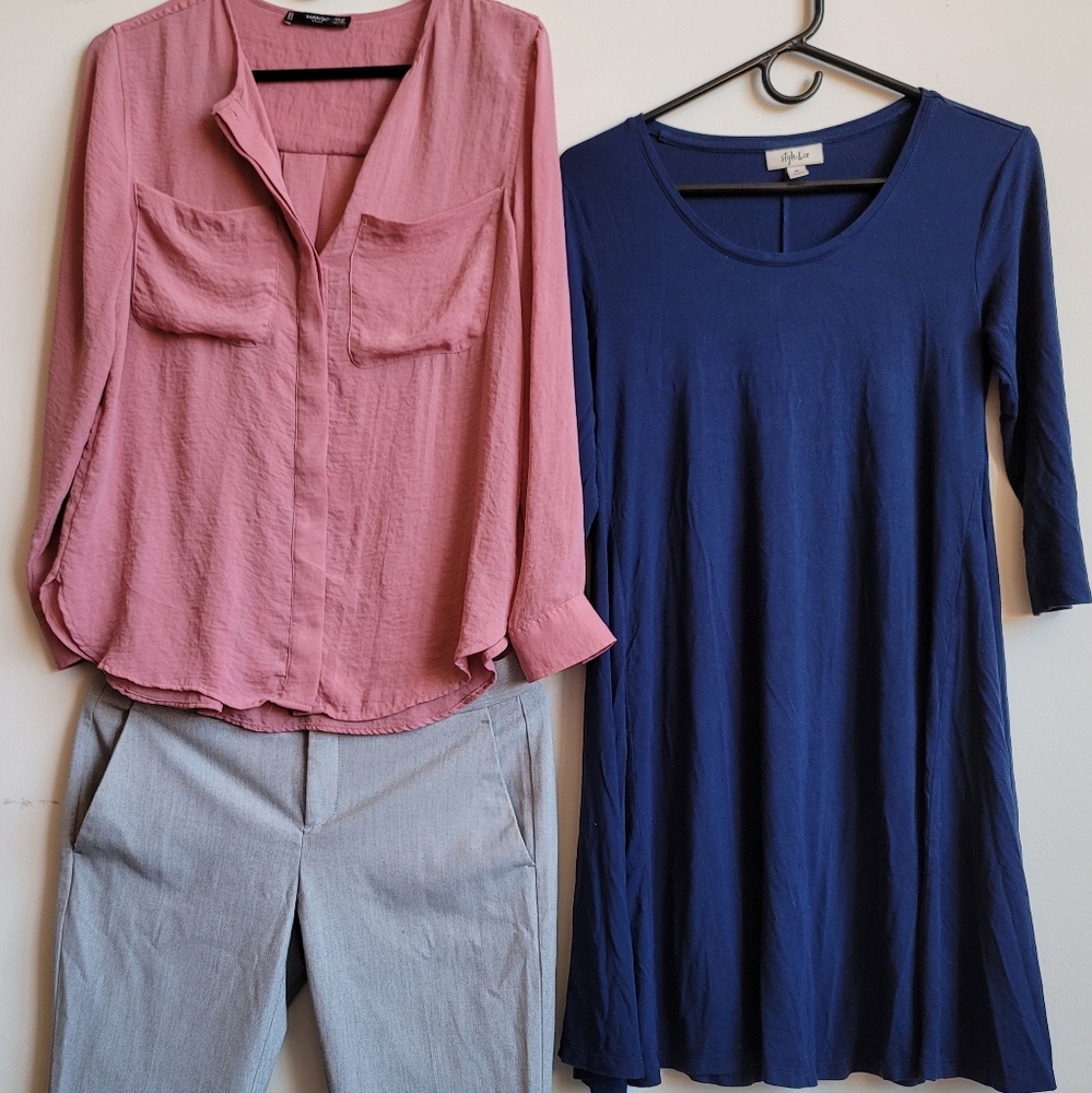 Bundle of 3: dress, slacks and shirt size S